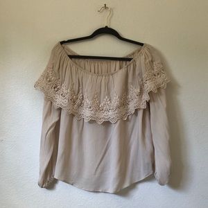 Gorgeous off the shoulder cream shirt